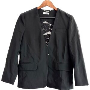 Max & Co. Blazer Jacket Women's Size 6 Black Floral Lace Back Top